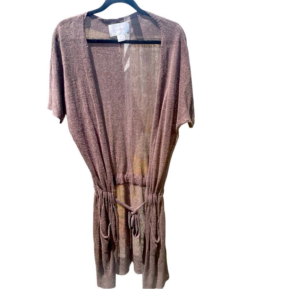 Brochu Walker Taupe Linen Blend Swimsuit Cover, Resort, Beach, Vacation S - Picture 4 of 10